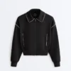 Veste à passepoils effet néoprène Veste à passepoils effet néoprène