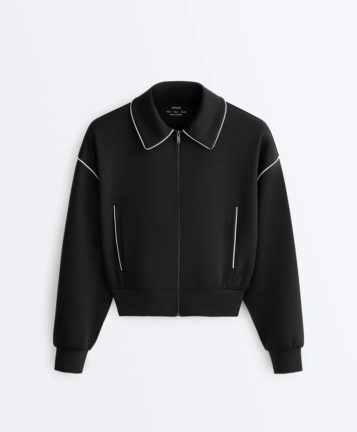 Veste à passepoils effet néoprène Veste à passepoils effet néoprène