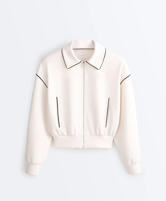 Veste à passepoils effet néoprène Veste à passepoils effet néoprène