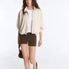 Veste rayée à ourlet bouffant Veste rayée à ourlet bouffant