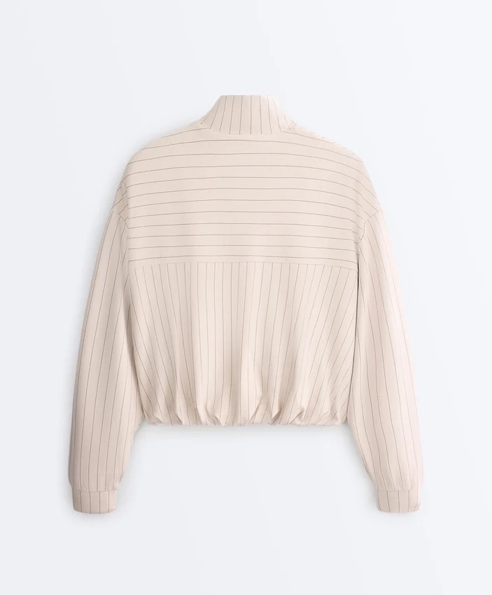 Veste rayée à ourlet bouffant Veste rayée à ourlet bouffant