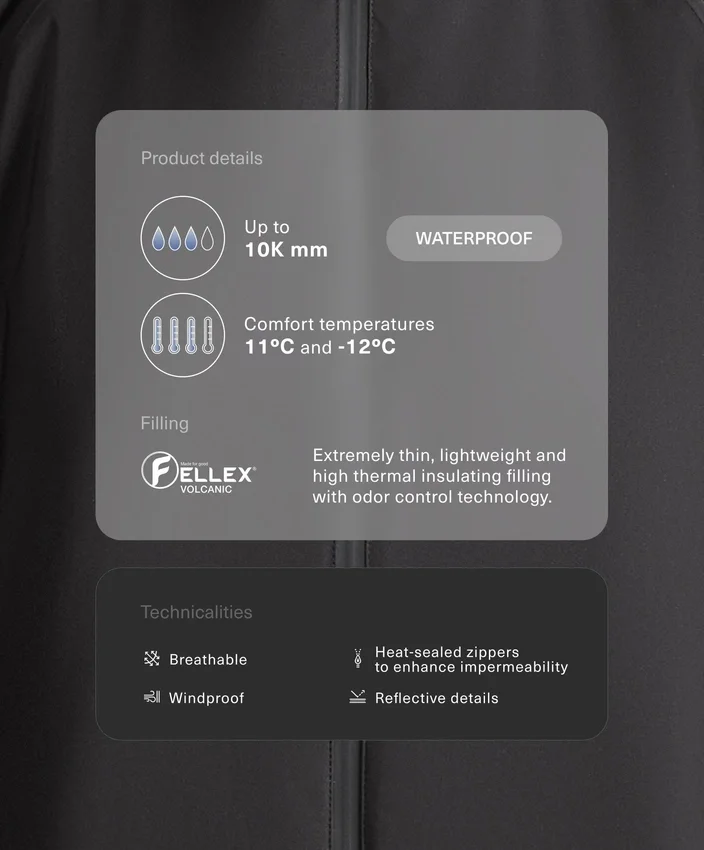 Veste technique matelassée imperméable Fellex® Volcanic 10K Veste technique matelassée imperméable Fellex® Volcanic 10K
