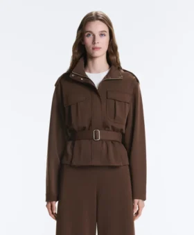 Veste utilitaire courte en piqué avec ceinture