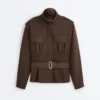 Veste utilitaire courte en piqué avec ceinture Veste utilitaire courte en piqué avec ceinture