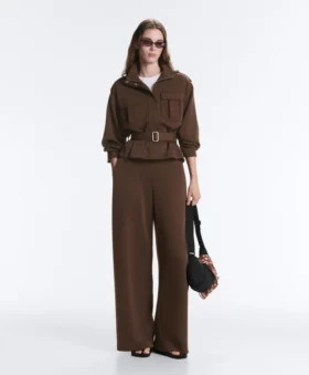 Veste utilitaire courte en piqué avec ceinture