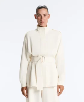 Veste utilitaire longue avec ceinture en sergé