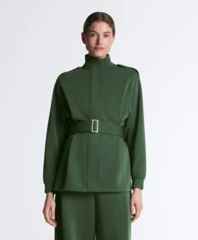 Veste utilitaire longue avec ceinture en sergé