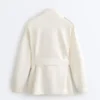 Veste utilitaire longue avec ceinture en sergé Veste utilitaire longue avec ceinture en sergé