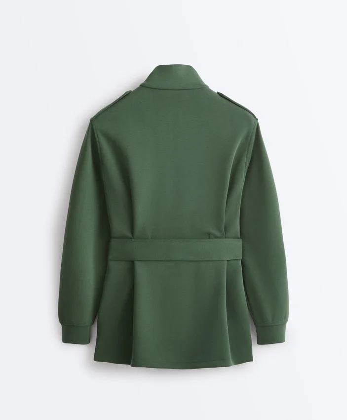Veste utilitaire longue avec ceinture en sergé Veste utilitaire longue avec ceinture en sergé