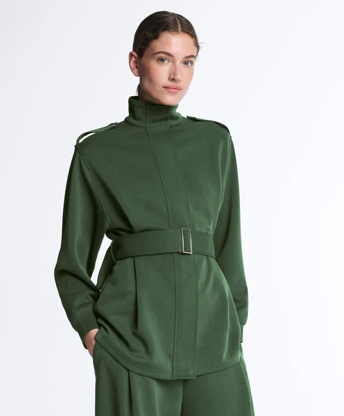 Veste utilitaire longue avec ceinture en sergé Veste utilitaire longue avec ceinture en sergé