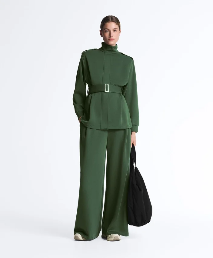 Veste utilitaire longue avec ceinture en sergé Veste utilitaire longue avec ceinture en sergé
