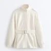 Veste utilitaire longue avec ceinture en sergé Veste utilitaire longue avec ceinture en sergé