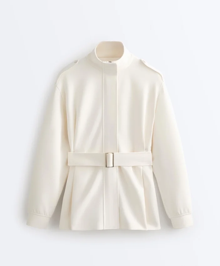 Veste utilitaire longue avec ceinture en sergé Veste utilitaire longue avec ceinture en sergé