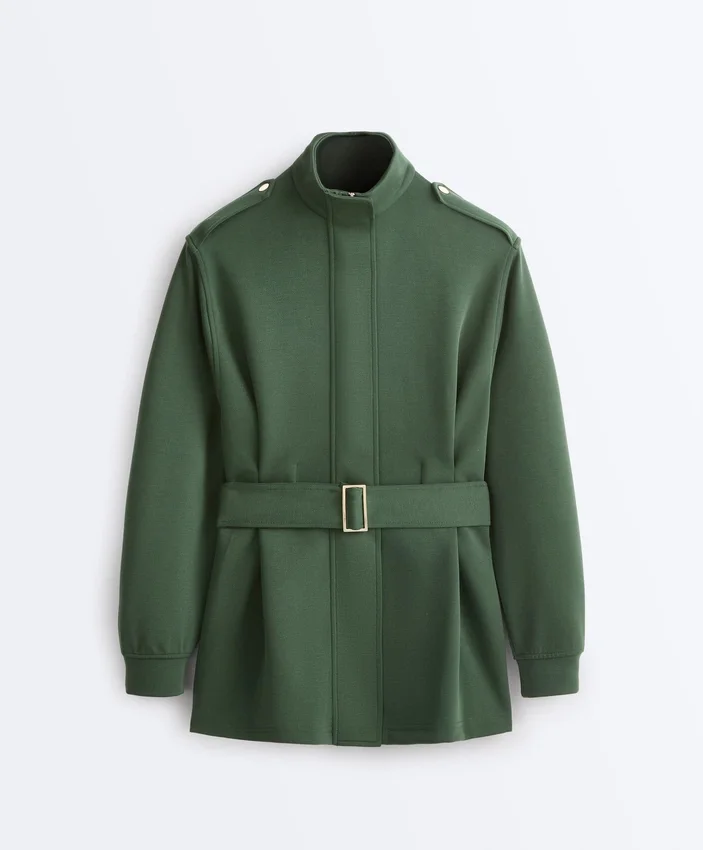 Veste utilitaire longue avec ceinture en sergé Veste utilitaire longue avec ceinture en sergé